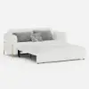 170 cm 2-Seater White Corduroy Convertible Sleeper Sofa with Storage & Pillows – AUD-H2438