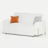 170 cm 2-Seater White Corduroy Convertible Sleeper Sofa with Storage & Pillows – AUD-H2438