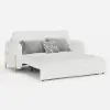 170 cm 2-Seater White Corduroy Convertible Sleeper Sofa with Storage & Pillows – AUD-H2438