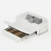 170 cm 2-Seater White Corduroy Convertible Sleeper Sofa with Storage & Pillows – AUD-H2438