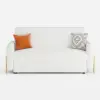 170 cm 2-Seater White Corduroy Convertible Sleeper Sofa with Storage & Pillows – AUD-H2438