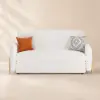 170 cm 2-Seater White Corduroy Convertible Sleeper Sofa with Storage & Pillows – AUD-H2438