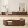 Velar 180 - 290 cm Extendable Fluted TV Stand with Sintered Stone Top & 3 Drawers – Multilayer PlyWood