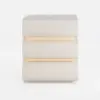Humply White Faux Leather 3-Drawer LED Nightstand with Charging Station