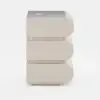 Humply White Faux Leather 3-Drawer LED Nightstand with Charging Station