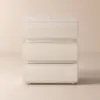 Humply White Faux Leather 3-Drawer LED Nightstand with Charging Station