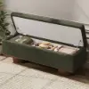 Teddy Fabric Fluffy Faux Fur Flip Top Wood Storage Entryway Bench – Green – AUD-H2448