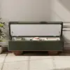 Teddy Fabric Fluffy Faux Fur Flip Top Wood Storage Entryway Bench – Green – AUD-H2448