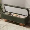 Teddy Fabric Fluffy Faux Fur Flip Top Wood Storage Entryway Bench – Green – AUD-H2449