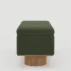 Teddy Fabric Fluffy Faux Fur Flip Top Wood Storage Entryway Bench – Green – AUD-H2449