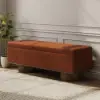 Teddy Fabric Fluffy Faux Fur Flip Top Wood Storage Entryway Bench – Rust