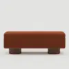 Teddy Fabric Fluffy Faux Fur Flip Top Wood Storage Entryway Bench – Rust