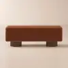 Teddy Fabric Fluffy Faux Fur Flip Top Wood Storage Entryway Bench – Rust