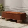 Picture of Teddy Fabric Fluffy Faux Fur Flip Top Wood Storage Bench – Rust