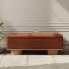 Picture of Teddy Fabric Fluffy Faux Fur Flip Top Wood Storage Bench – Rust