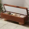 Picture of Teddy Fabric Fluffy Faux Fur Flip Top Wood Storage Bench – Rust