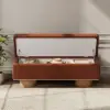 Picture of Teddy Fabric Fluffy Faux Fur Flip Top Wood Storage Bench – Rust