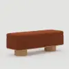Picture of Teddy Fabric Fluffy Faux Fur Flip Top Wood Storage Bench – Rust
