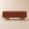 Picture of Teddy Fabric Fluffy Faux Fur Flip Top Wood Storage Bench – Rust