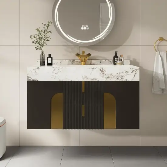 Artis 90 cm Floating Single Bathroom Vanity with Sink, Sintered Stone Top, Ample Storage