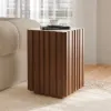 Aura Ash Wood Fluted Walnut Side Table with Sintered Stone Top