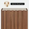 Aura Ash Wood Fluted Walnut Side Table with Sintered Stone Top