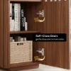 Aura Ash Wood Fluted Walnut Side Table with Sintered Stone Top