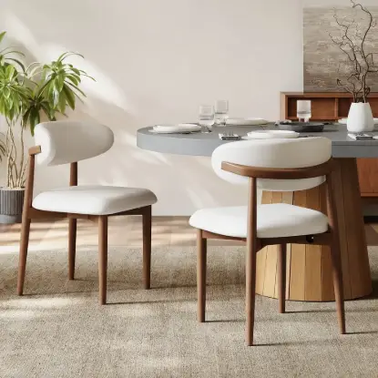 Picture of Modern PU Leather Dining Chair with Rubber Wood Legs, 1 Piece – Pieces