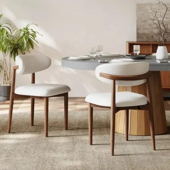 Modern PU Leather Dining Chair with Rubber Wood Legs, 6 Pieces