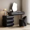 Leather Round Dressing Table Stool with Back Accent Chair – AUD-H2458