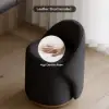Leather Round Dressing Table Stool with Back Accent Chair – AUD-H2458