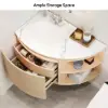 Modern 91 cm Corner Floating Single Bathroom Vanity with Sink, LED Light, Storage – Natural
