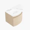 Modern 91 cm Corner Floating Single Bathroom Vanity with Sink, LED Light, Storage – Natural