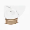 Modern 91 cm Corner Floating Single Bathroom Vanity with Sink, LED Light, Storage – Natural