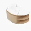 Modern 91 cm Corner Floating Single Bathroom Vanity with Sink, LED Light, Storage – Natural