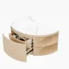 Modern 91 cm Corner Floating Single Bathroom Vanity with Sink, LED Light, Storage – Natural