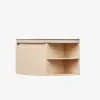 Modern 91 cm Corner Floating Single Bathroom Vanity with Sink, LED Light, Storage – Natural