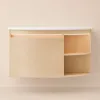 Modern 91 cm Corner Floating Single Bathroom Vanity with Sink, LED Light, Storage – Natural