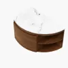 Modern 91 cm Corner Floating Single Bathroom Vanity with Sink, LED Light, Storage – Walnut