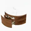Modern 91 cm Corner Floating Single Bathroom Vanity with Sink, LED Light, Storage – Walnut