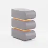 Narrow Humply Leather 3-Drawer Smart Bedside Table with Sintered Stone Top – AUD-H2461