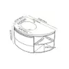 Modern 91 cm Corner Floating Single Bathroom Vanity with Sink, LED Light, Storage – White