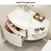 Modern 91 cm Corner Floating Single Bathroom Vanity with Sink, LED Light, Storage – White