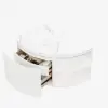 Modern 91 cm Corner Floating Single Bathroom Vanity with Sink, LED Light, Storage – White