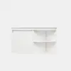 Modern 91 cm Corner Floating Single Bathroom Vanity with Sink, LED Light, Storage – White