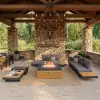 Tevara 120 cm Smokeless Metal Propane Fire Pit Table with Lid Cover for Outdoor Patio