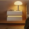 Humply Floating Leather 2-Drawer Smart LED Bedside Table with Sintered Stone Top – AUD-H2465