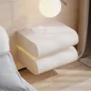 Humply Floating Leather 2-Drawer Smart LED Bedside Table with Sintered Stone Top – AUD-H2465