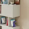 72.8" Warm White Sliding Door Etagere Bookshelf 5-Shelf Tall Book Shelf Rich Storage