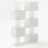 72.8" Warm White Sliding Door Etagere Bookshelf 5-Shelf Tall Book Shelf Rich Storage